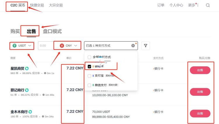 USDT出售操作界面